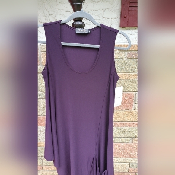Sympli Go To Low Black Stretch purple women's Knit Tunic Top Size 6 - Picture 4 of 9